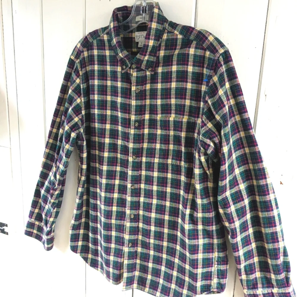 🔴3/$10 J. Crew Plaid Brushed Twill Button-Up Shirt sz L - Picture 4 of 8